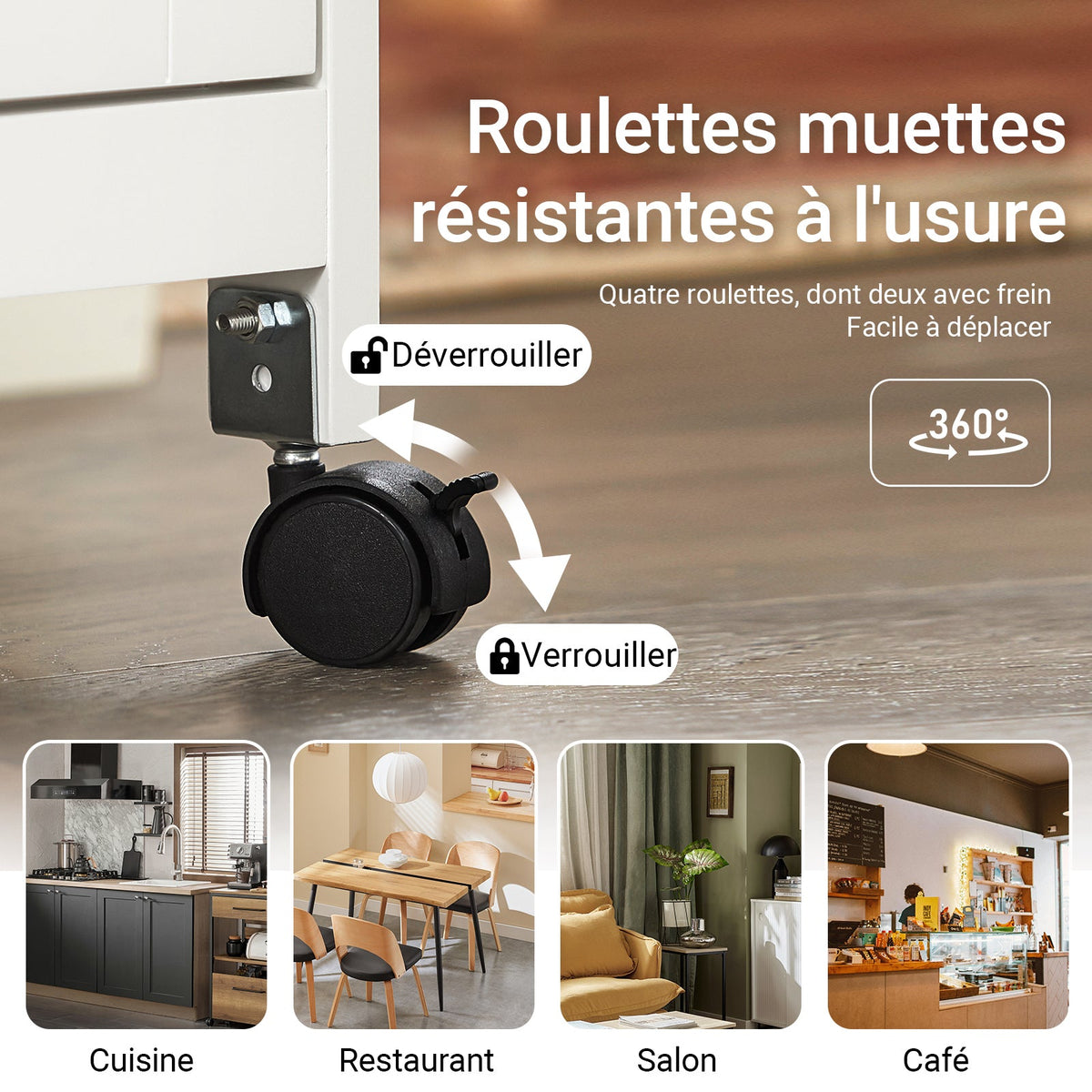 SoBuy FKW79-W Desserte Cuisine avec Roulettes et 3 Tiroirs, Mobile, pour Cuisine et Salle à Manger, Rangement Optimisé, Usage Quotidien – L68×P38×H85 cm, Blanc
