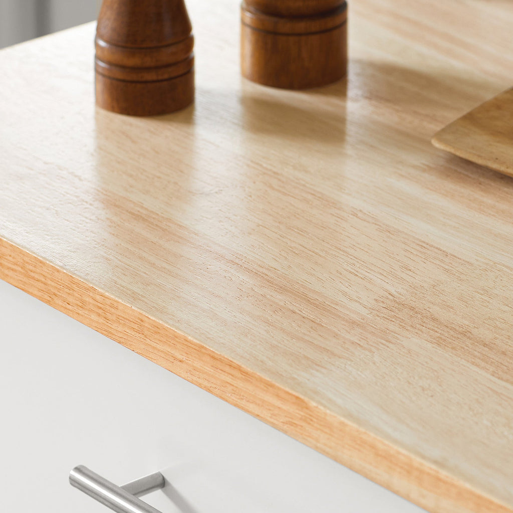 SoBuy FKW102-WN Desserte de Cuisine à Roulettes avec Plan de Travail, 1 Tiroir, 1 Porte et Porte-Torchon, Charge 45 kg – 68x46x90 cm, Blanc et Naturel