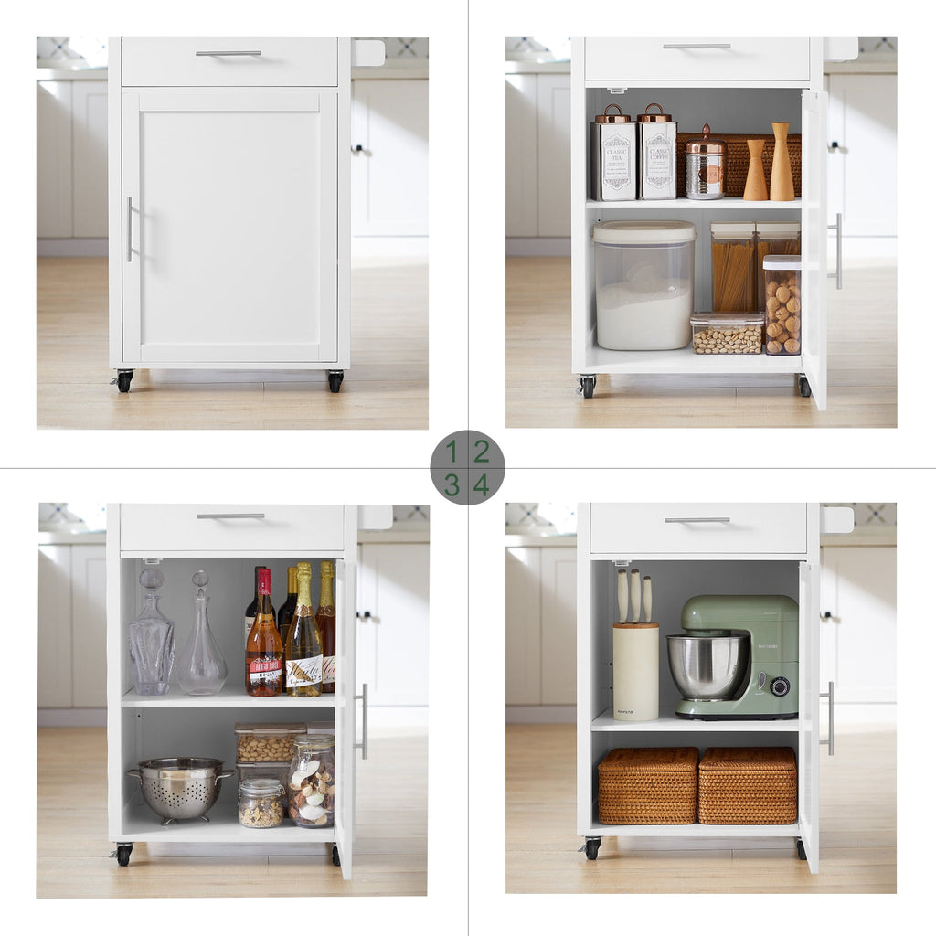 SoBuy FKW102-WN Desserte de Cuisine à Roulettes avec Plan de Travail, 1 Tiroir, 1 Porte et Porte-Torchon, Charge 45 kg – 68x46x90 cm, Blanc et Naturel
