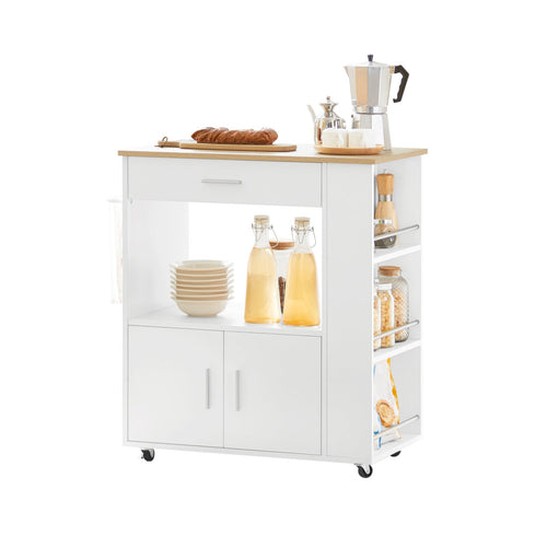SoBuy FKW113-WN Desserte Cuisine à roulettes Meuble Cuisine Rangement Desserte de Cuisine Plan de Travail Cuisine Buffet Cuisine Petit Meuble de Rangement Blanc 75x46x83 cm