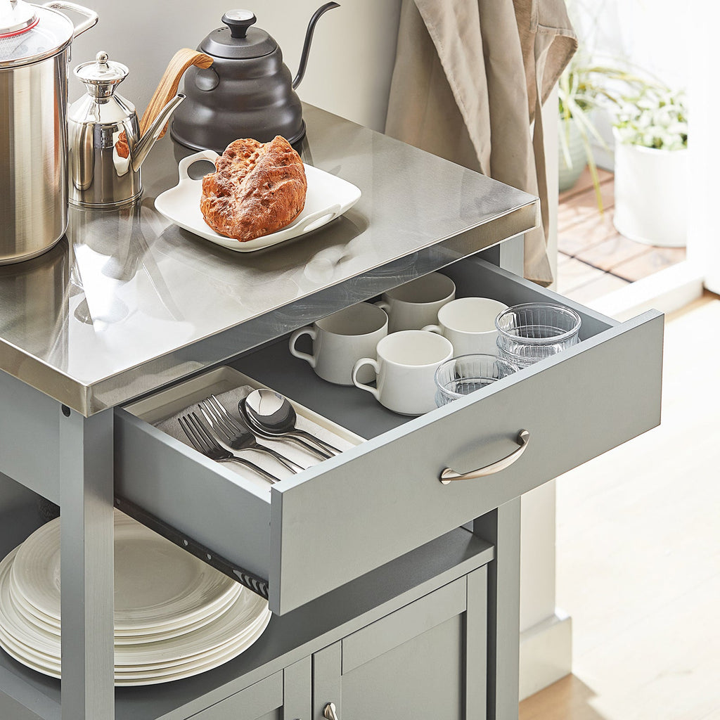 SoBuy FKW22-HG Desserte Cuisine avec Roulettes, Format Compact, Usage Polyvalent, Mobile, pour Cuisine et Salle à Manger, Usage Quotidien – L60×P44×H92 cm, Gris