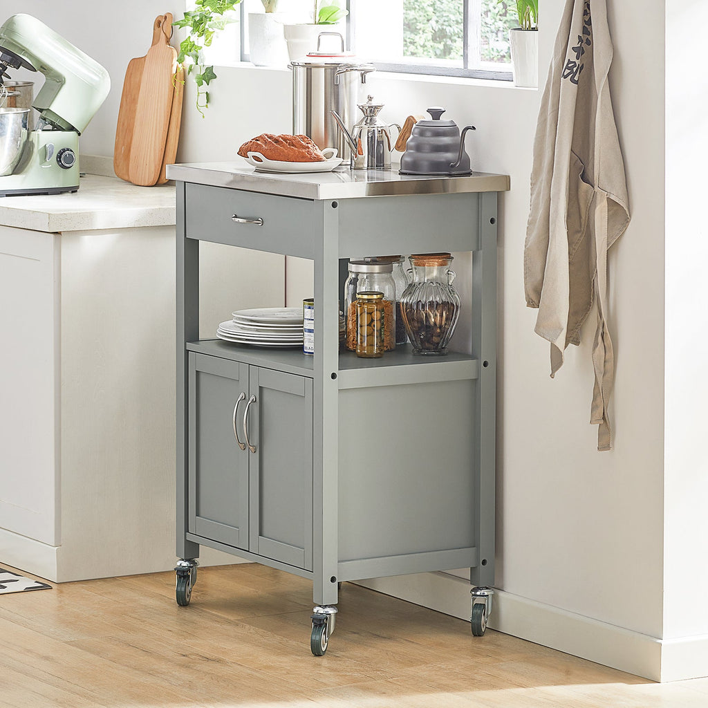 SoBuy FKW22-HG Desserte Cuisine avec Roulettes, Format Compact, Usage Polyvalent, Mobile, pour Cuisine et Salle à Manger, Usage Quotidien – L60×P44×H92 cm, Gris