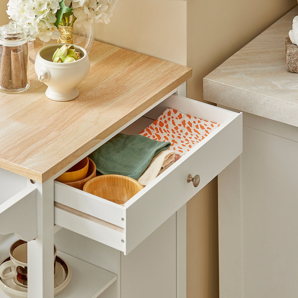SoBuy FKW46-WN Desserte roulante Chariot de cuisine de service Meuble de Rangement