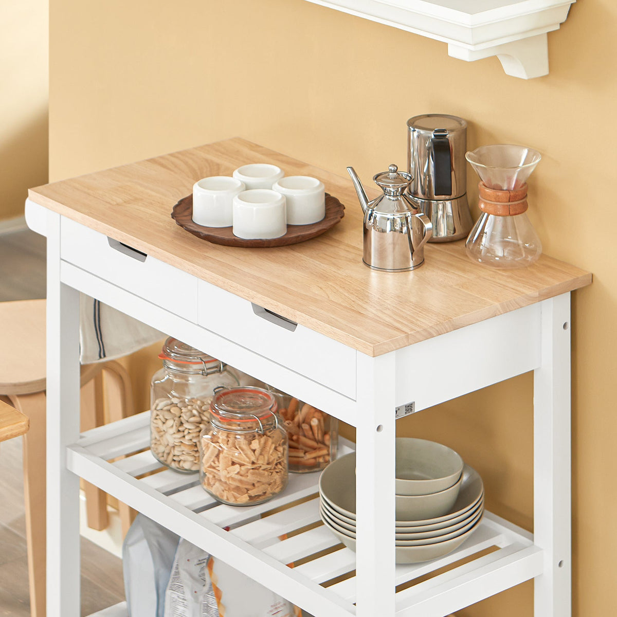SoBuy FKW68-WN Chariot de Service Desserte à roulettes Table Roulante Meuble de Rangement