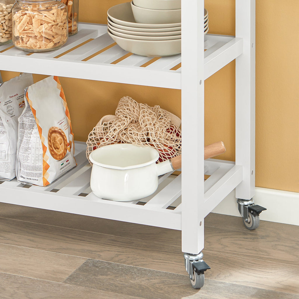 SoBuy FKW68-WN Chariot de Service Desserte à roulettes Table Roulante Meuble de Rangement