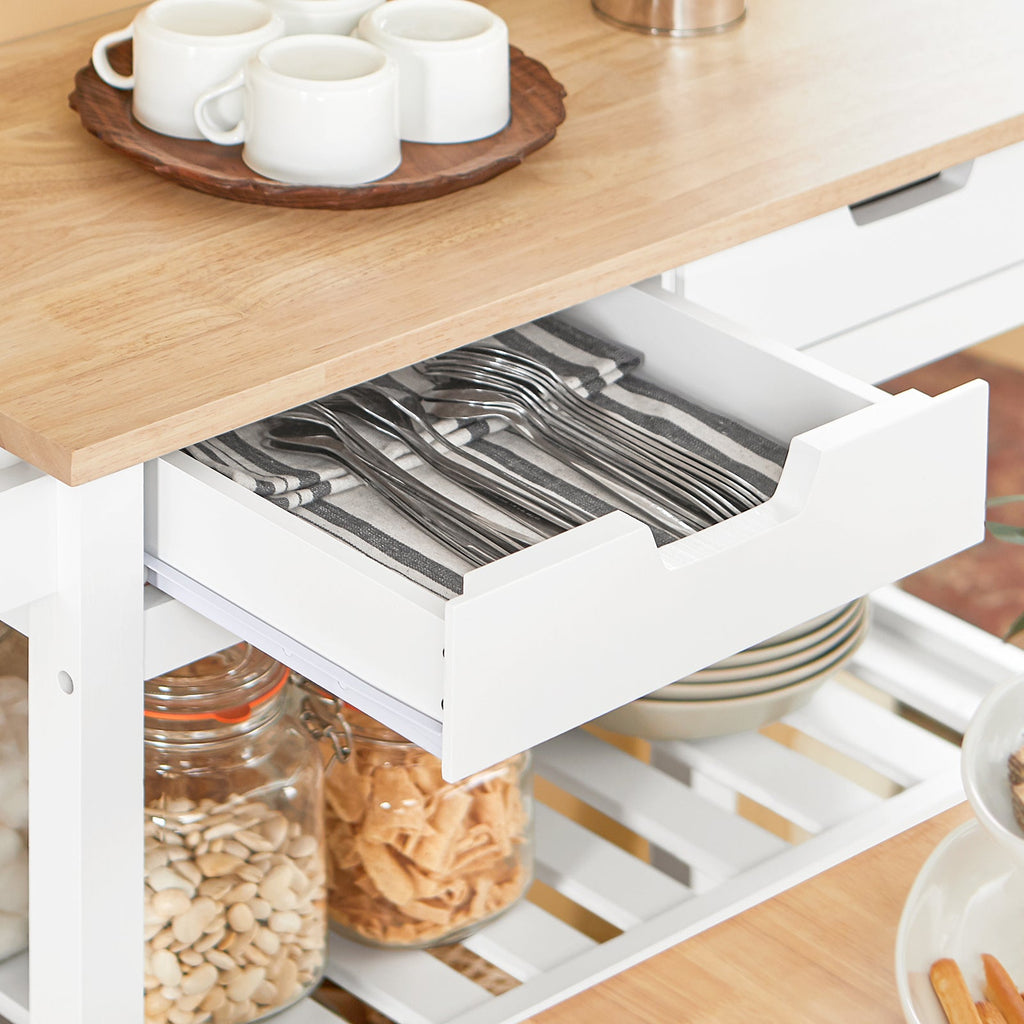 SoBuy FKW68-WN Chariot de Service Desserte à roulettes Table Roulante Meuble de Rangement