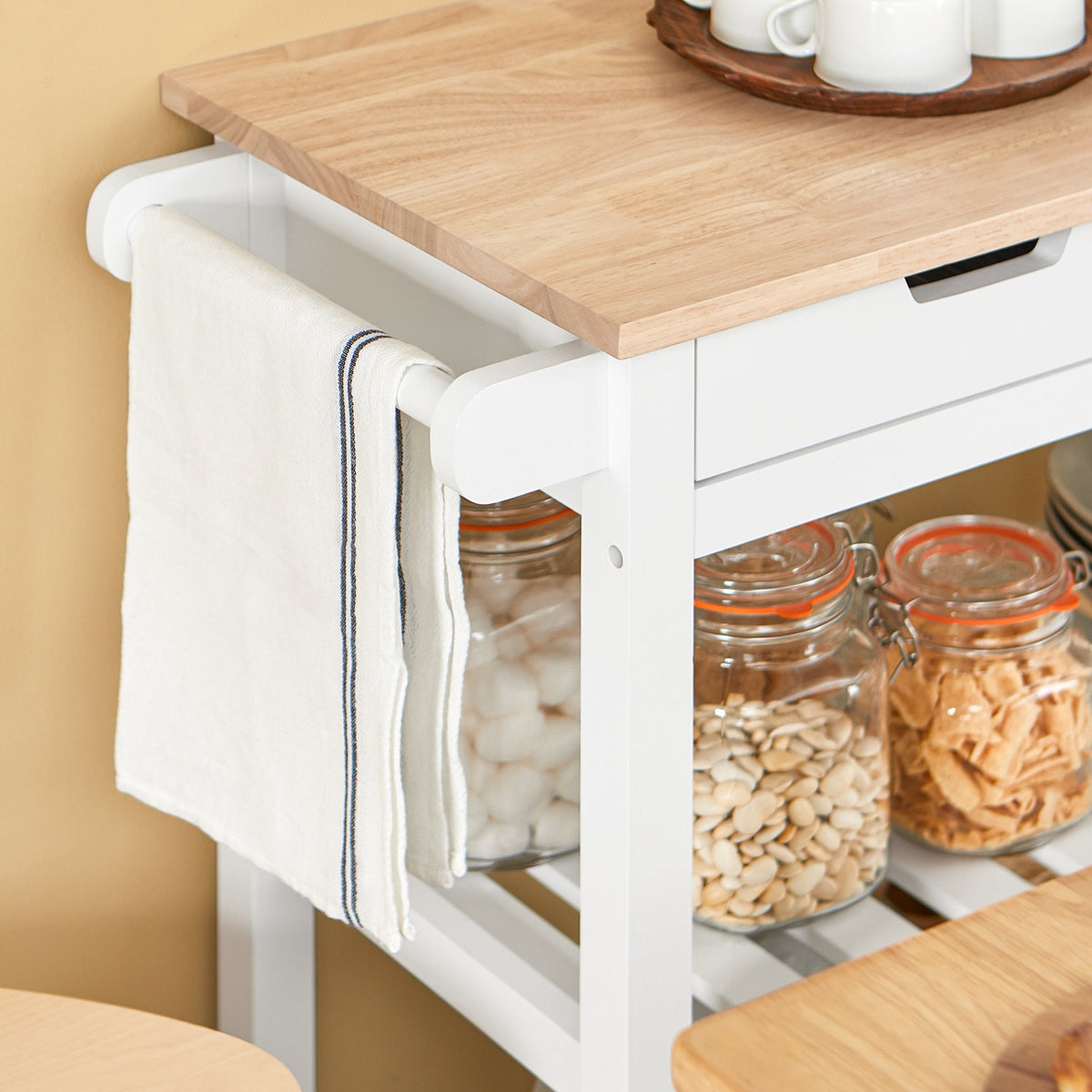 SoBuy FKW68-WN Chariot de Service Desserte à roulettes Table Roulante Meuble de Rangement