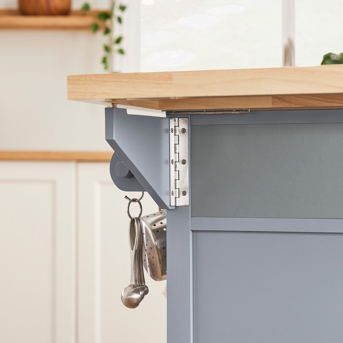 SoBuy FKW71-II-HG Îlot Cuisine Mobile avec Plan Extensible – Gain de Place, Gris