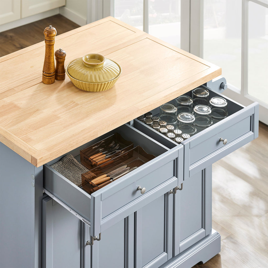 SoBuy FKW71-II-HG Îlot Cuisine Mobile avec Plan Extensible – Gain de Place, Gris