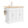 SoBuy FKW71-III-WN Îlot Cuisine Mobile avec Plan Extensible – Desserte Gain de Place, Blanc