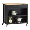 SoBuy FKW74-SCH Desserte Cuisine à Roulettes 94 cm avec 2 Tiroirs et 2 Étagères, Plan de Travail 60 kg – 4 Roulettes dont 2 Freinées, Noir