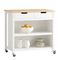SoBuy FKW74-WN Desserte de Cuisine à Roulettes – Plan de Travail 100×60 cm, 2 Tiroirs, 2 Étagères, Charge 60 kg, Blanc