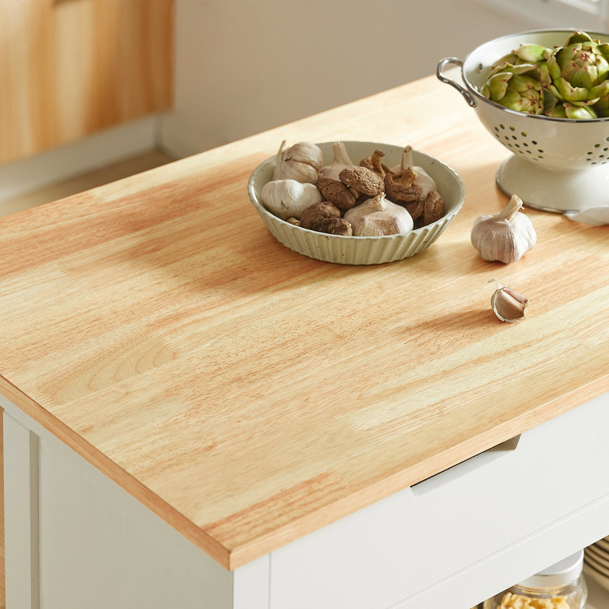 SoBuy FKW74-WN Desserte de Cuisine à Roulettes – Plan de Travail 100×60 cm, 2 Tiroirs, 2 Étagères, Charge 60 kg, Blanc