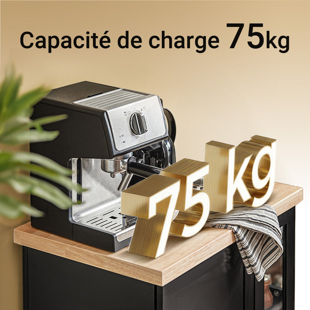 SoBuy FKW75-SCH Desserte de Cuisine à Roulettes – Plan de Travail, Placard et Étagères – Noir