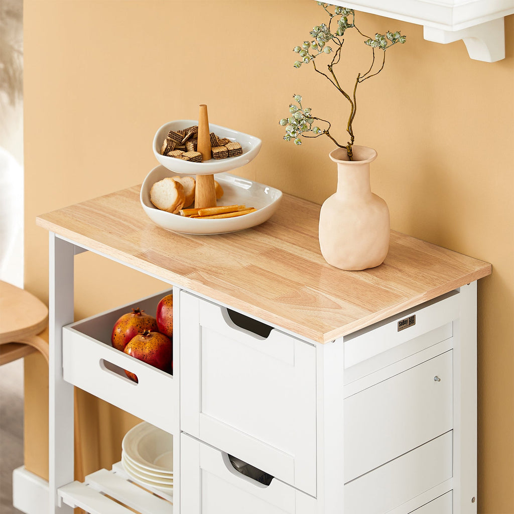 SoBuy FKW79-W Desserte Cuisine avec Roulettes et 3 Tiroirs, Mobile, pour Cuisine et Salle à Manger, Rangement Optimisé, Usage Quotidien – L68×P38×H85 cm, Blanc