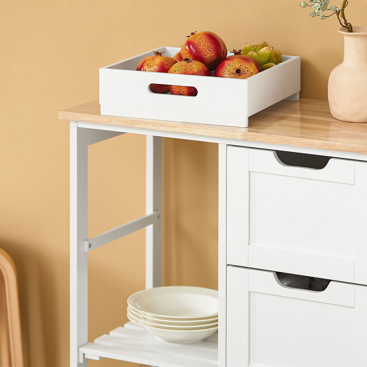 SoBuy FKW79-W Desserte Cuisine avec Roulettes et 3 Tiroirs, Mobile, pour Cuisine et Salle à Manger, Rangement Optimisé, Usage Quotidien – L68×P38×H85 cm, Blanc
