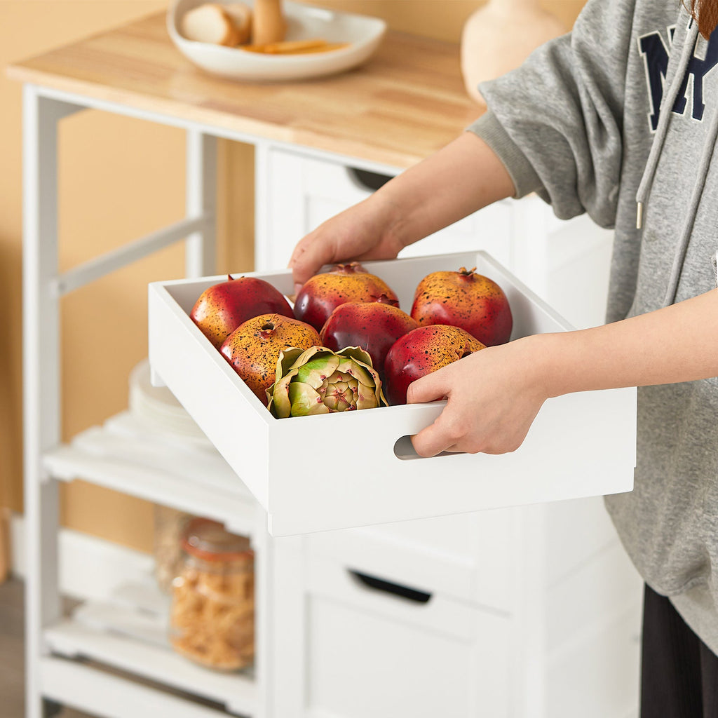 SoBuy FKW79-W Desserte Cuisine avec Roulettes et 3 Tiroirs, Mobile, pour Cuisine et Salle à Manger, Rangement Optimisé, Usage Quotidien – L68×P38×H85 cm, Blanc