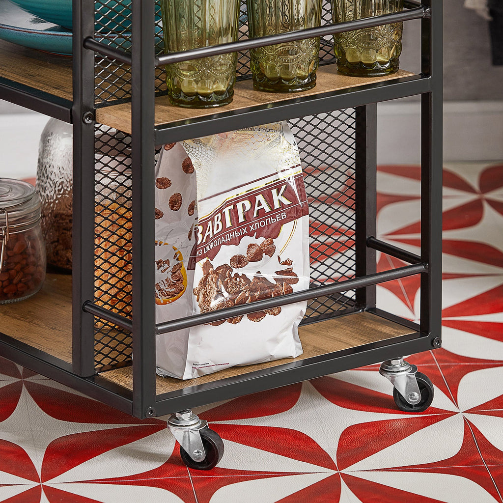 SoBuy FKW99-N Desserte de Cuisine Roulante Chariot de Service Meuble de Rangement à roulettes Multifonctionnel avec 1Tiroir, 3 Etagères et Etagères latérales, 50x37x87 cm