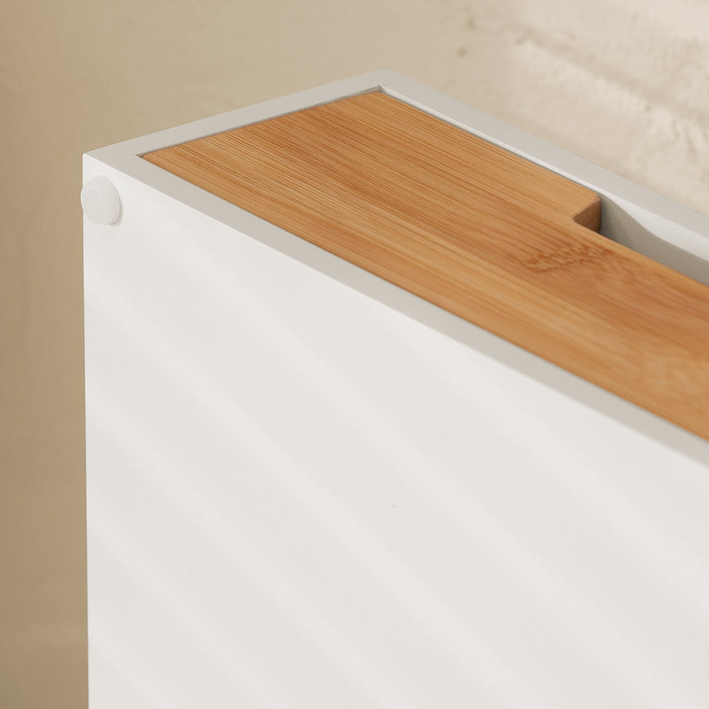 SoBuy FRG179-WN Boîte à Thé avec Tiroir, Format Compact, Rangement Optimisé, Design Fonctionnel, Usage Quotidien – L31×P30×H10 cm, Bois, Blanc et Naturel