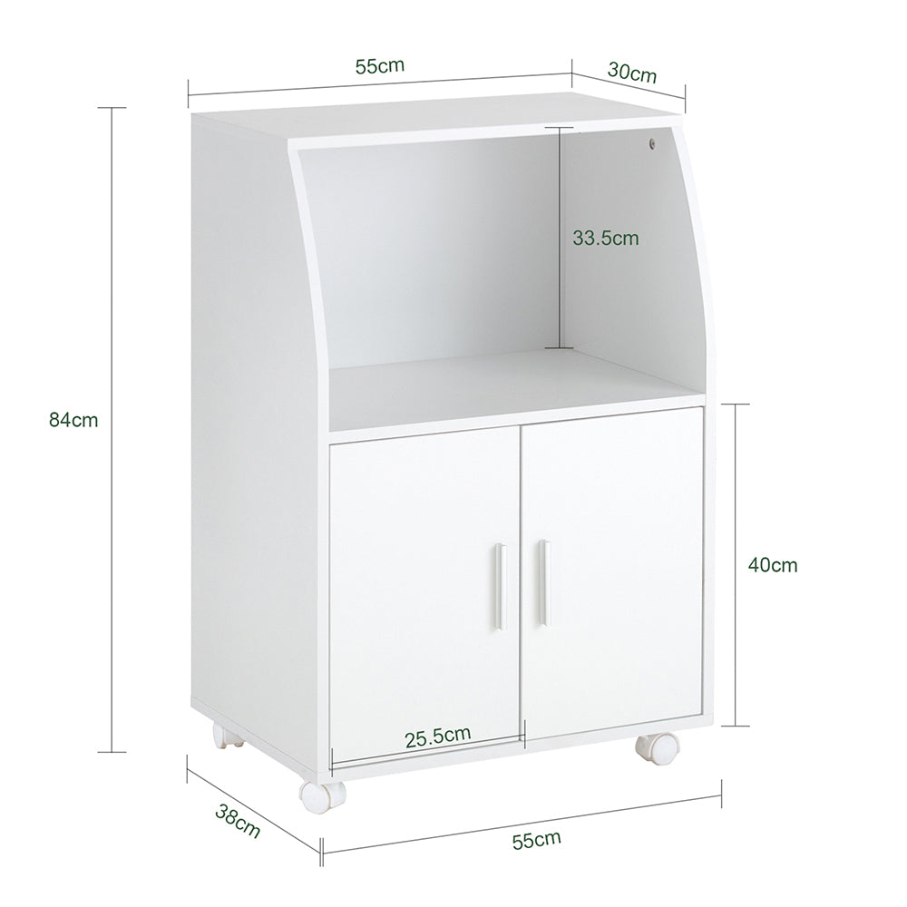 SoBuy FRG241-W Meuble de Rangement à Roulettes avec Portes et Étagère Réglable – Blanc