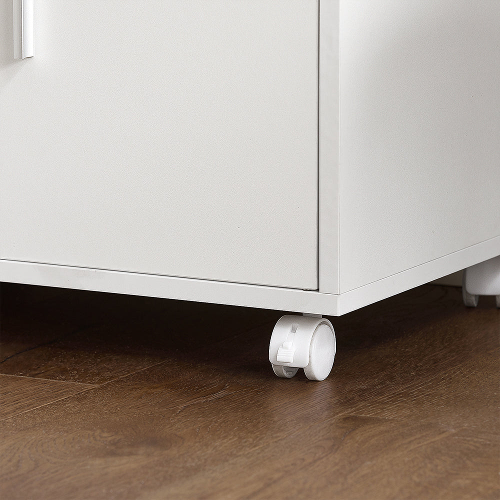SoBuy FRG241-W Meuble de Rangement à Roulettes avec Portes et Étagère Réglable – Blanc