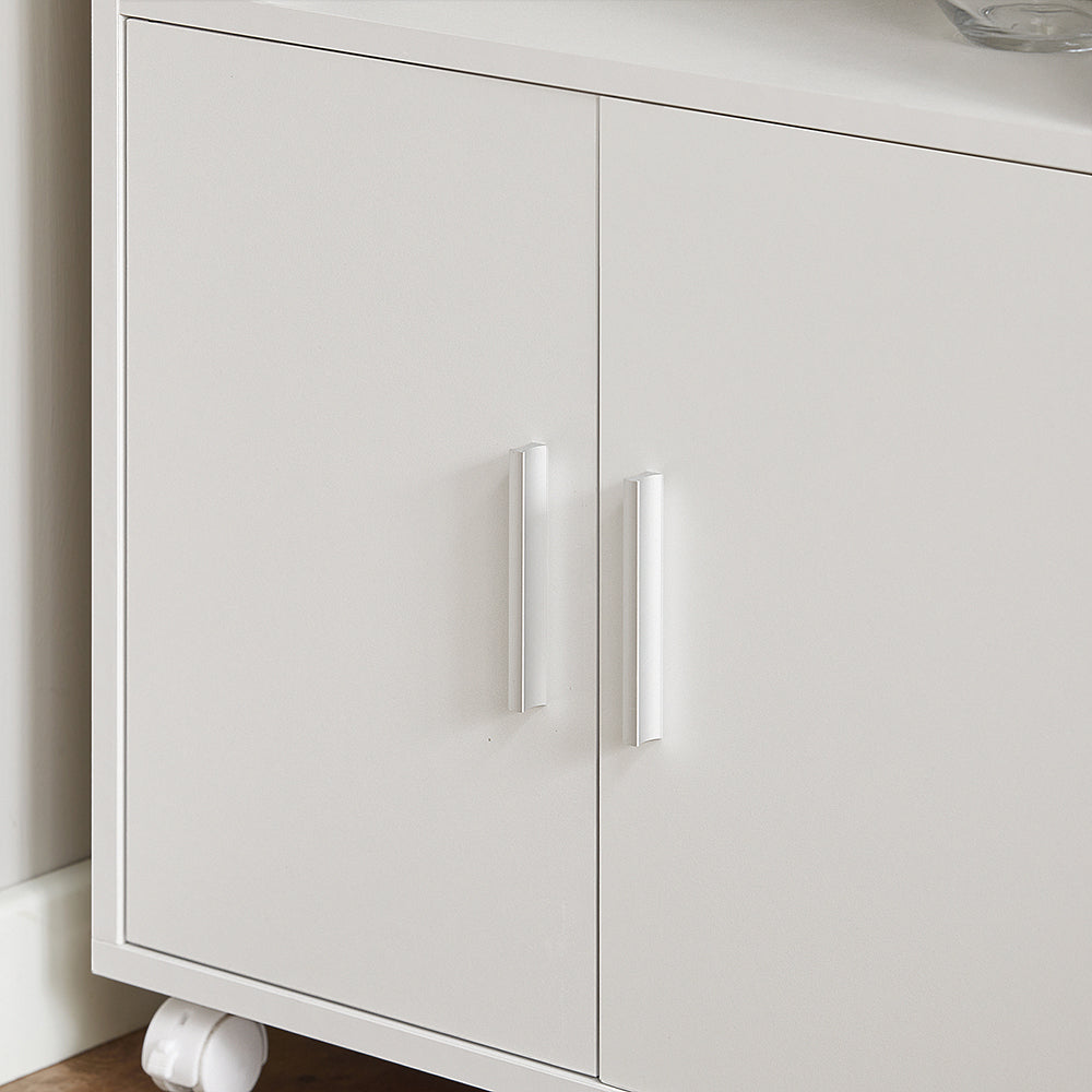 SoBuy FRG241-W Meuble de Rangement à Roulettes avec Portes et Étagère Réglable – Blanc