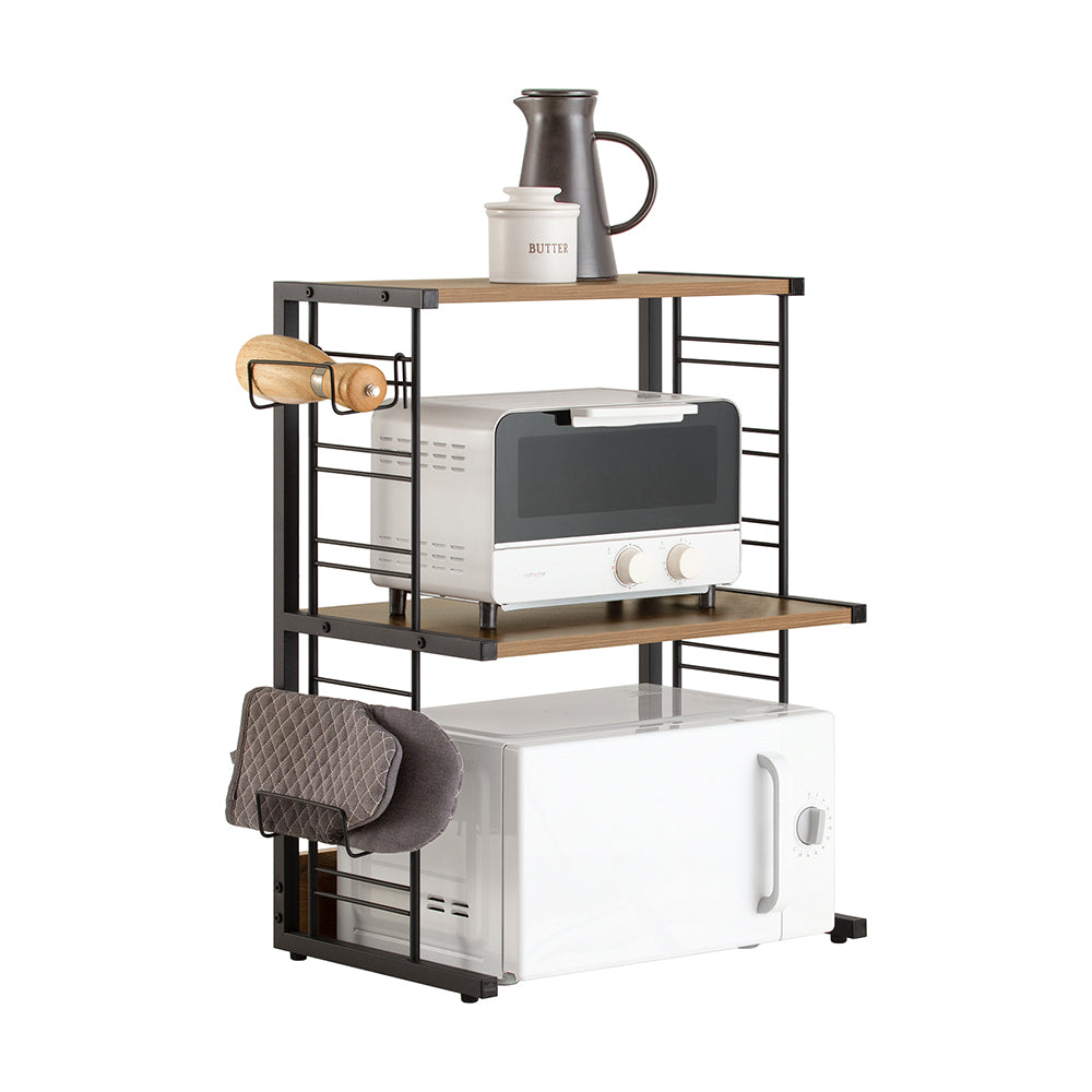 SoBuy KCR08-PF Étagère Micro-Ondes 2 Niveaux pour Double Four, Grande Capacité, Rangement Optimisé, Design Fonctionnel, Usage Quotidien – Charge 40 kg, Métal
