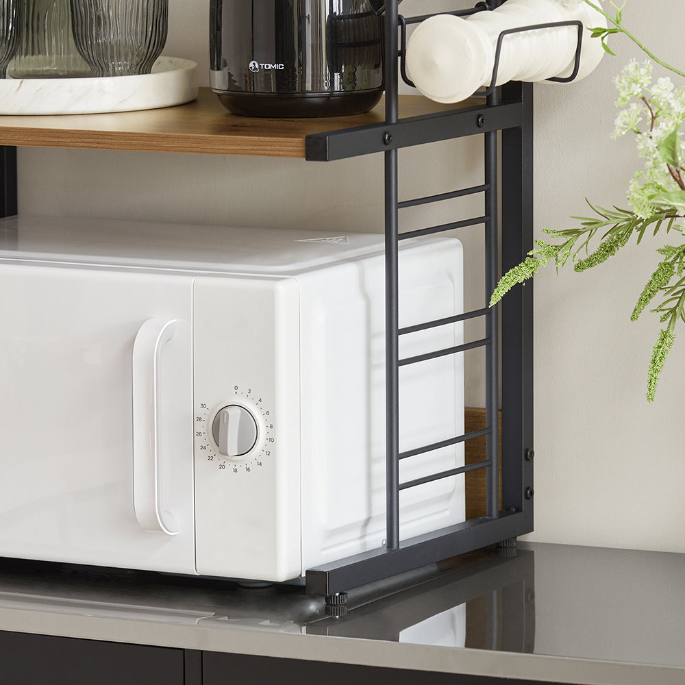 SoBuy KCR08-PF Étagère Micro-Ondes 2 Niveaux pour Double Four, Grande Capacité, Rangement Optimisé, Design Fonctionnel, Usage Quotidien – Charge 40 kg, Métal