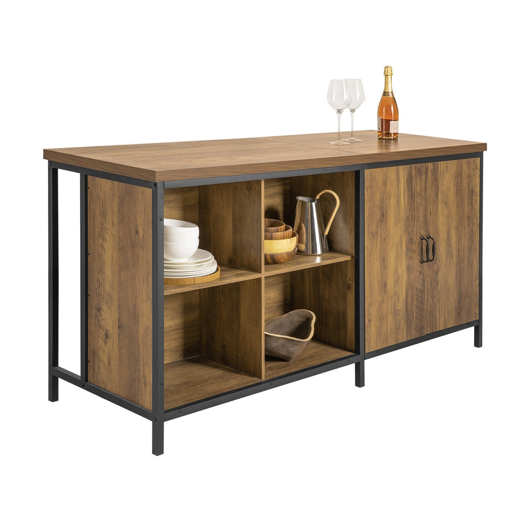 SoBuy KNL01-F Îlot Central Cuisine Industriel 170 cm – Plan de Travail XXL, Buffet Bar Vintage