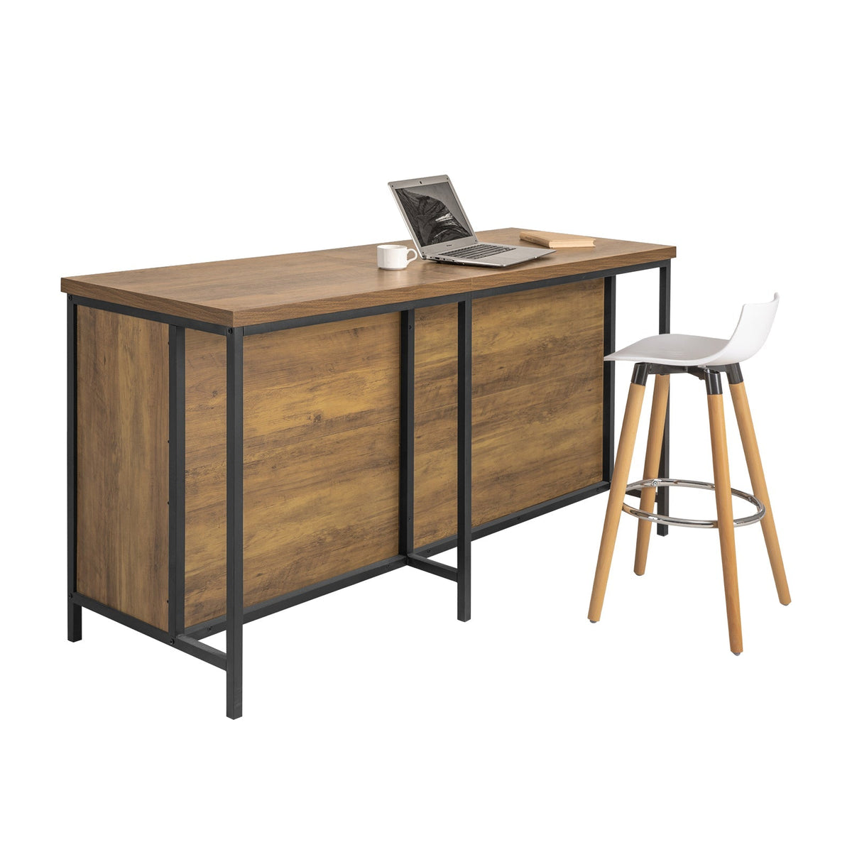 SoBuy KNL01-F Îlot Central Cuisine Industriel 170 cm – Plan de Travail XXL, Buffet Bar Vintage