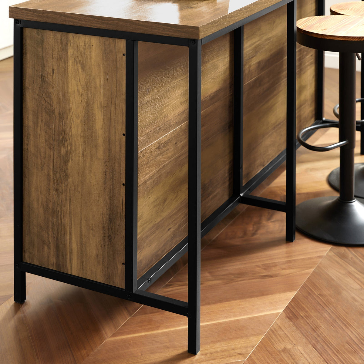 SoBuy KNL01-F Îlot Central Cuisine Industriel 170 cm – Plan de Travail XXL, Buffet Bar Vintage