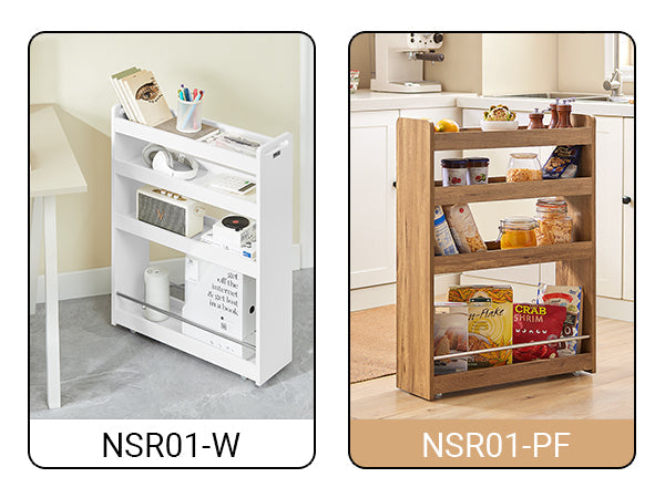 SoBuy NSR01-W Chariot de Rangement avec Roues et 4 Niveaux, Format Compact, Rangement Optimisé, Design Fonctionnel, Usage Quotidien – L60×P18×H82 cm, Blanc